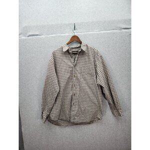 Eddie Bauer Mens Long Sleeve Plaid Shirt Size Large 100% Cotton